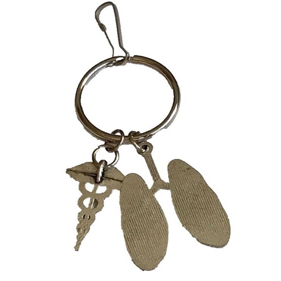 Caduceus Medical Lung Keychain Bag Charm Pulmonary Doctor Nurse Respiratory Gift - Picture 3 of 7